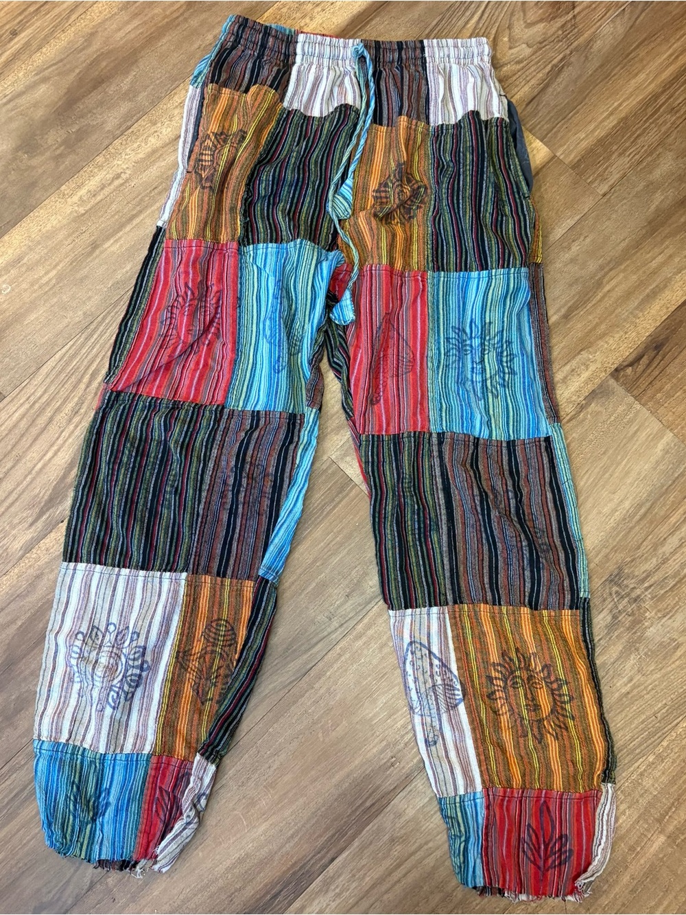 Kathmandu Multicolor Patchwork Striped Cotton Joggers
